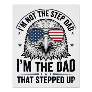 Patriotic Step Dad Eagle Vintage Shirt Design_1 Poster