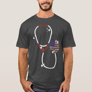 Patriotic Stethoscope Sunflower Scrub Life Nurse 4 T-Shirt