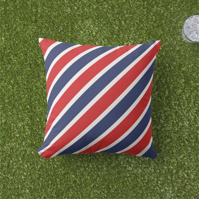 Patriotic Stipes Outdoor Pillow (Grass)