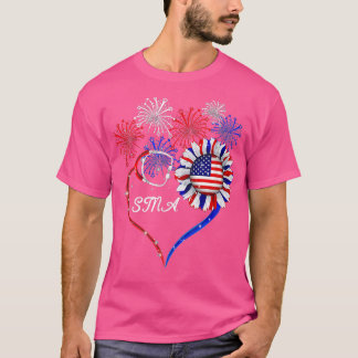 Patriotic STNA 4th Of July American Flag Sunflower T-Shirt