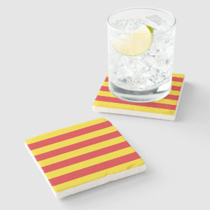 Patriotic stone coaster with Flag of Catalonia