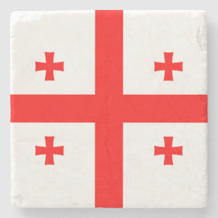 Patriotic stone coaster with Flag of Georgia