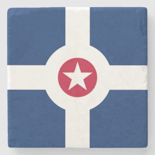 Patriotic stone coaster with Flag of Indianapolis