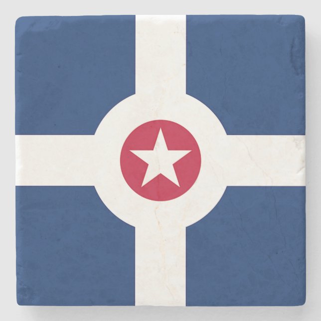 Patriotic stone coaster with Flag of Indianapolis (Front)