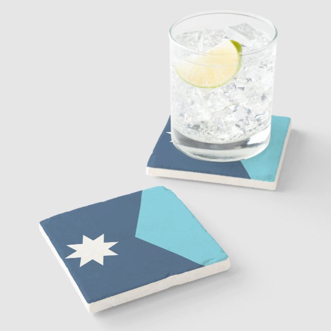 Patriotic stone coaster with Flag of Minnesota, US (Side)