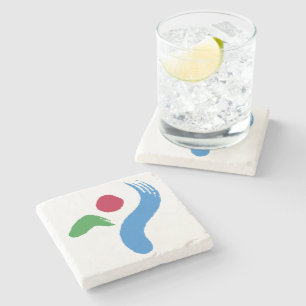 Patriotic stone coaster with Flag of Seoul