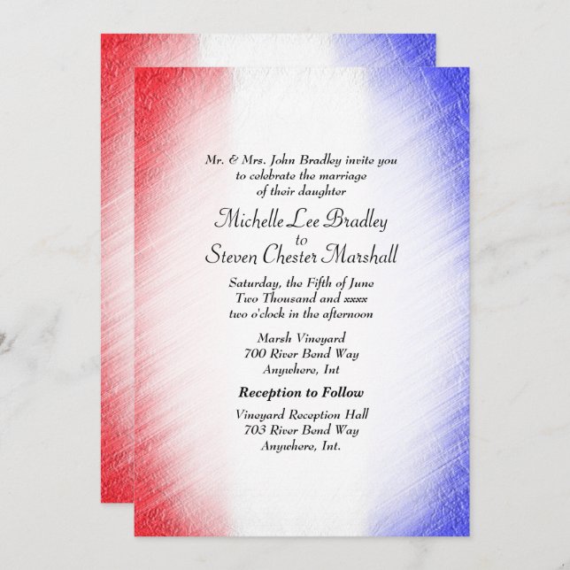 Patriotic Stripe Wedding Invitations (Front/Back)