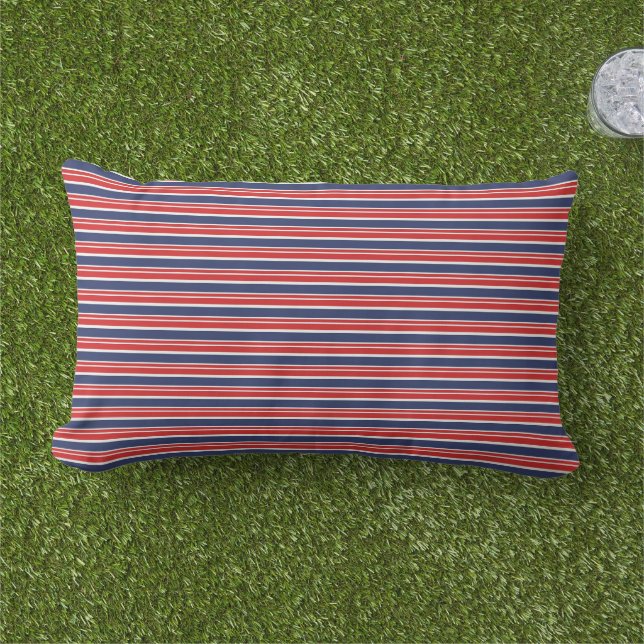 Patriotic Stripes Outdoor Pillow (Grass)
