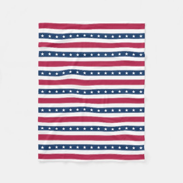 Patriotic Stripes with Stars Fleece Blanket (Front)