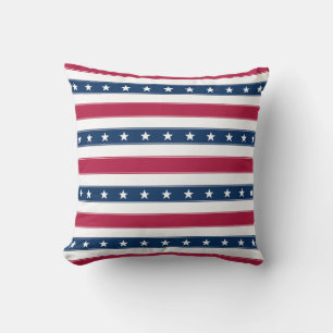 Patriotic Stripes with Stars (horizontal) Cushion
