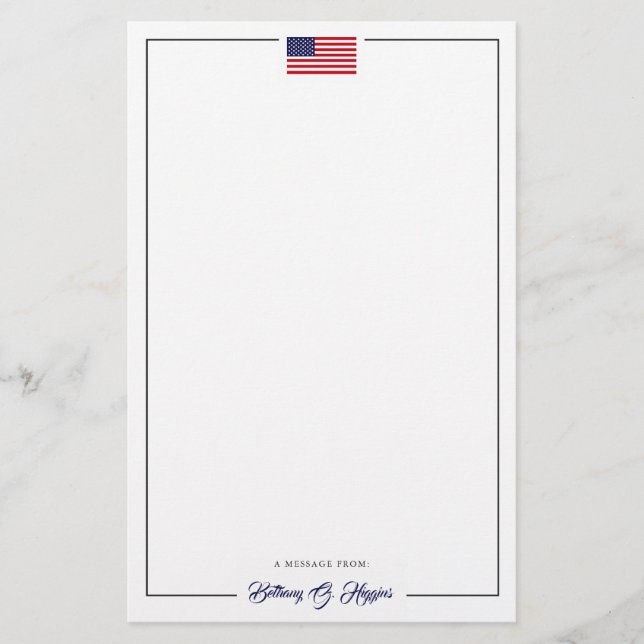 Patriotic Style America Flag | Office Stationary  Stationery (Front)