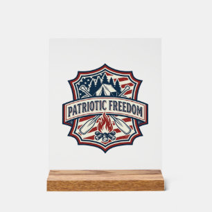 Patriotic Summer Camp Spirit Vector Graphic Tee_1 Acrylic Sign