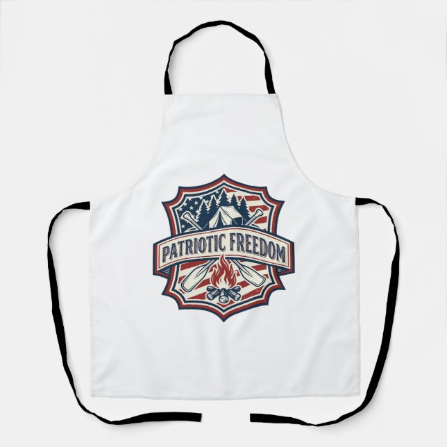 Patriotic Summer Camp Spirit Vector Graphic Tee_1 Apron (Front)
