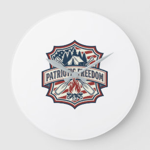 Patriotic Summer Camp Spirit Vector Graphic Tee_1 Large Clock
