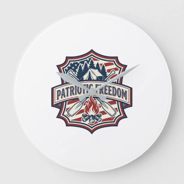 Patriotic Summer Camp Spirit Vector Graphic Tee_1 Large Clock (Front)