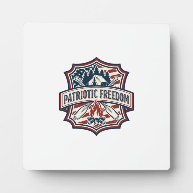 Patriotic Summer Camp Spirit Vector Graphic Tee_1 Plaque (Front)