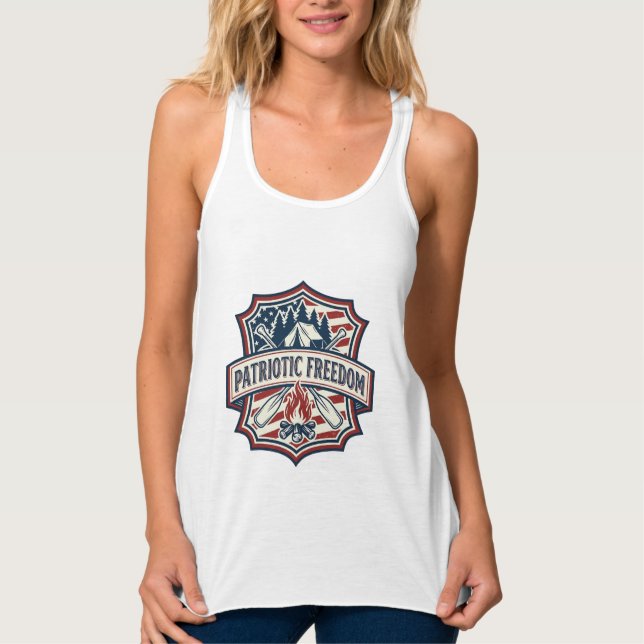 Patriotic Summer Camp Spirit Vector Graphic Tee_1 Singlet (Front)