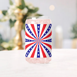 Patriotic Sun Burst Can Glass