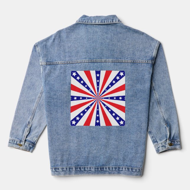 Patriotic Sun Burst Denim Jacket (Back)