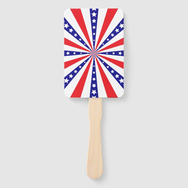 Patriotic Sun Burst Hand Fan (Front)