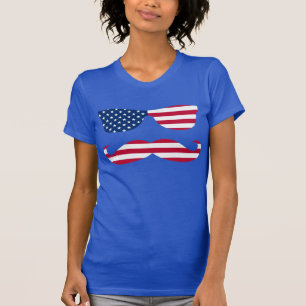 Patriotic Sun Glasses and Moustache T-Shirt