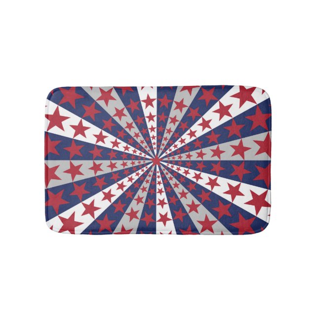 Patriotic Sunburst: American Flag Artwork Bath Mat (Front)