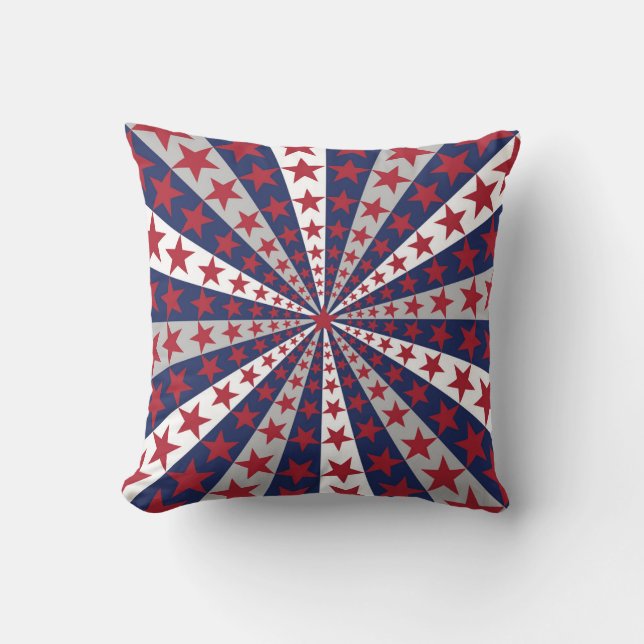 Patriotic Sunburst: American Flag Artwork Cushion (Front)