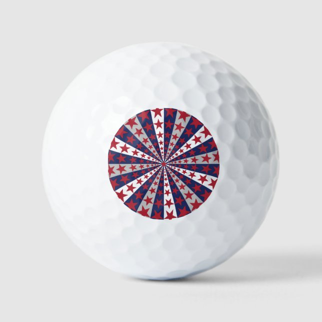Patriotic Sunburst: American Flag Artwork Golf Balls (Front)