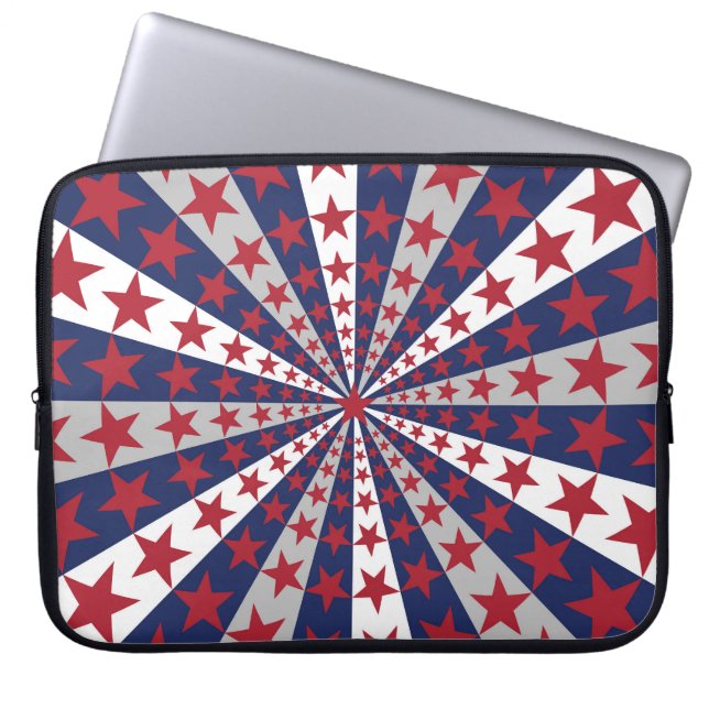 Patriotic Sunburst: American Flag Artwork Laptop Sleeve (Front)