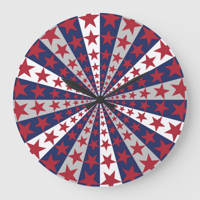 Patriotic Sunburst: American Flag Artwork Large Clock (Front)