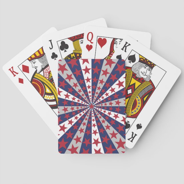 Patriotic Sunburst: American Flag Artwork Playing Cards (Back)