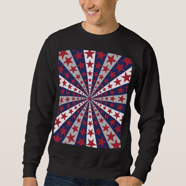 Patriotic Sunburst: American Flag Artwork Sweatshirt (Front)