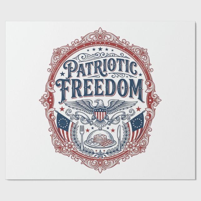 Patriotic Sunday Brunch Vector Graphic Tee_1 Wrapping Paper (Flat)