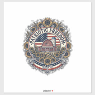 Patriotic Sunflower Farm Vector Graphic Tee_1