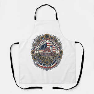 Patriotic Sunflower Farm Vector Graphic Tee_1 Apron