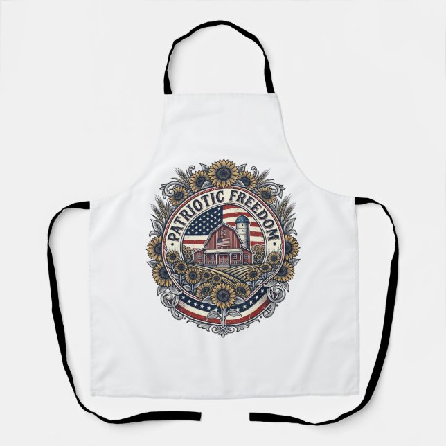 Patriotic Sunflower Farm Vector Graphic Tee_1 Apron (Front)