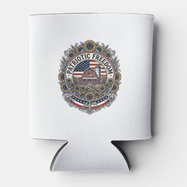 Patriotic Sunflower Farm Vector Graphic Tee_1 Can Cooler (Front)