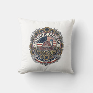 Patriotic Sunflower Farm Vector Graphic Tee_1 Cushion