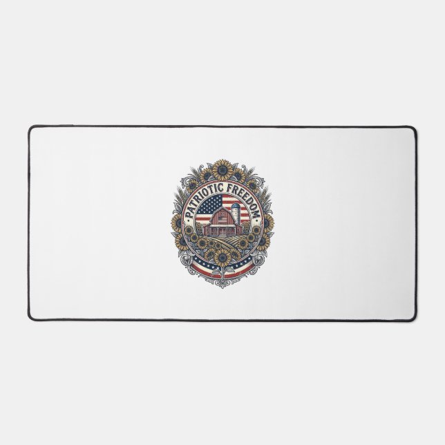 Patriotic Sunflower Farm Vector Graphic Tee_1 Desk Mat (Front)
