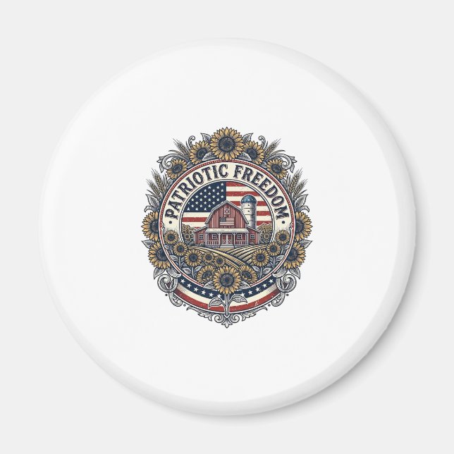 Patriotic Sunflower Farm Vector Graphic Tee_1 Magnet (Front)