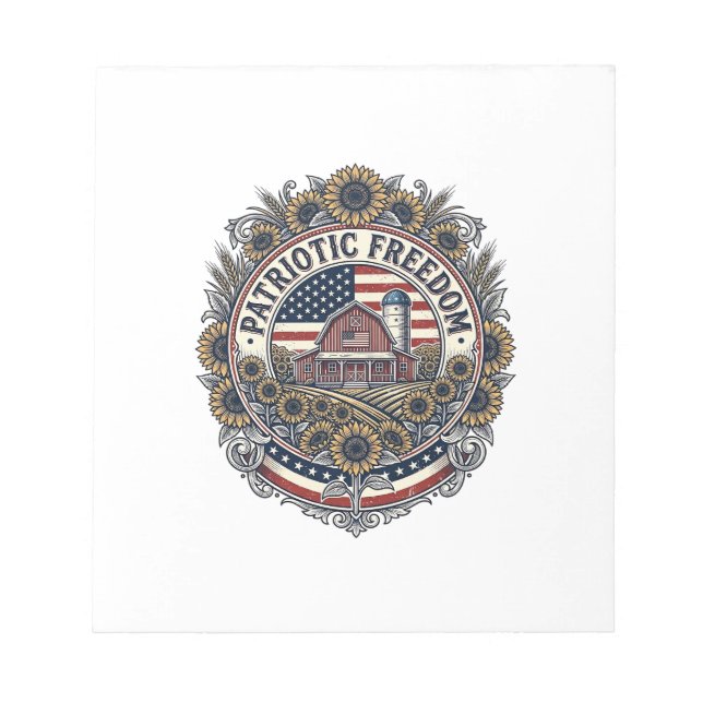 Patriotic Sunflower Farm Vector Graphic Tee_1 Notepad (Front)