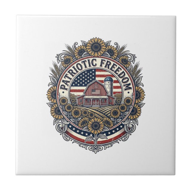 Patriotic Sunflower Farm Vector Graphic Tee_1 Tile (Front)