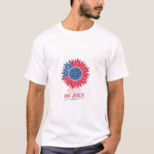 Patriotic Sunflower Fourth of July Floral T-Shirt