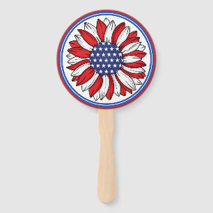 Patriotic Sunflower Hand Fan