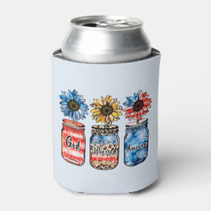 Patriotic Sunflowers in Jars   God Blessed America Can Cooler