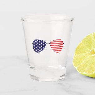 Patriotic Sunglasses USA Stars Stripes America Fun Shot Glass