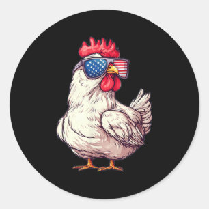 Patriotic Sungles Chicken Costume For Boys And Gir Classic Round Sticker