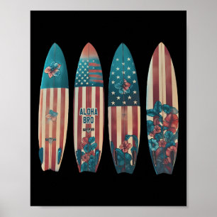Patriotic Surfboards Surfing Surfboarder Surfer 4t Poster