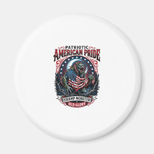 Patriotic Swamp Monster Old Glory Horror Monster P Magnet