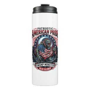 Patriotic Swamp Monster Old Glory Horror Monster P Thermal Tumbler
